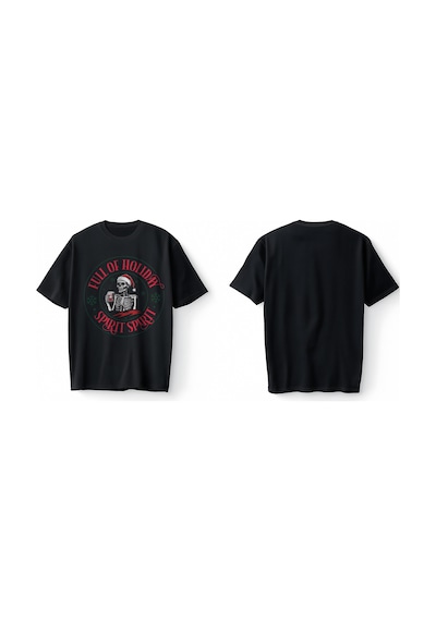 Bumeta Full Of Holiday Spirit Noel Temalı Oversize Unisex Tişört T-shirt Siyah Bumeta Full Of Holiday Spirit Noel Temalı Oversize Unisex Tişört T-shirt Siyah