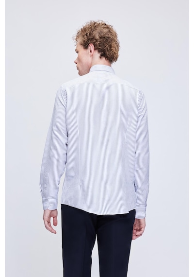 Hatemoğlu Siyah Comfort Fit Çizgili Pamuklu Düğmeli Yaka Uzun Kollu Casual Gömlek 24d19etc0001 102 Siyah
