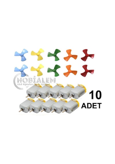 10 Adet. Motor Ve Pervane. Deney Seti. Eğitici Mini Motor Devresi