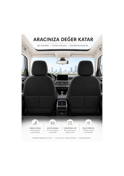 Mazda 323 Uyumlu Oto Koltuk Kılıfı Tam Set Airbag Uyumlu 4 Mevsim Cotfit Serisi 96816564