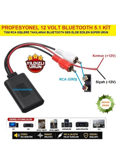 Bluetooth Kablosuz Bağlantı Adaptörü Aux Girişi Olmayan Tüm Araçlar Için