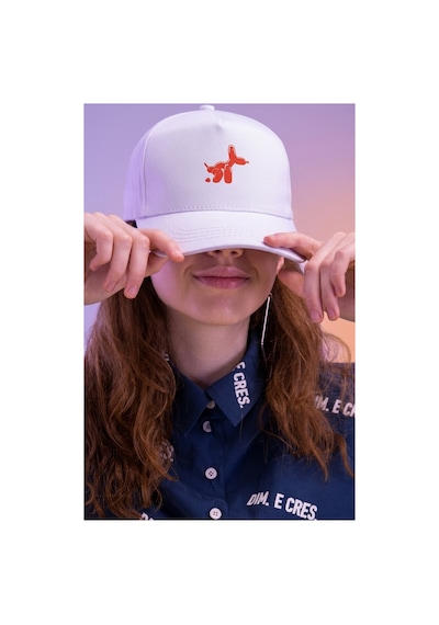Emybox Unisex Erkek Kadın Gabardin Şapka - Baskılı Minimal Tasarım Cırtcırtlı Ayarlanabilir Şapka Kep Beyaz
