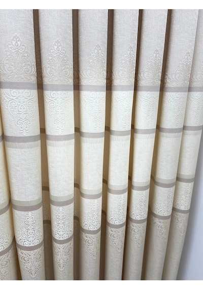 Nivemeshome Çakı Fj672069 V-115 Krem 1/3 Sık Pileli Fon Perde Apm Krem