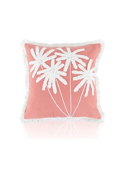 The Mia Bohem Palmiye Desenli Kırlent Somon 45 X 45 Cm Somon