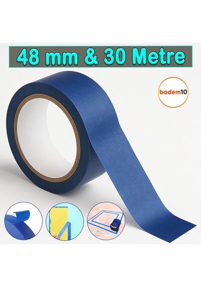 Maskeleme Bandı Boyacı Tadilat Mavi Kağıt Bant 48 Mm X 30 M Ahşap Cam Metal Oto Boya Yüzey Koruma