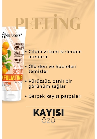 Elvons Kayısı Özlü Yüz ve Vücut Peeling 75 ML