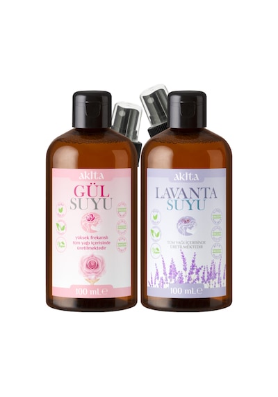 Akita Doğal Gül ve Lavanta Suyu Cam Şişe 2X100Ml