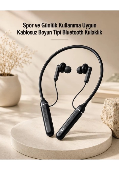 Kablosuz Boyun Tipi Bluetooth Kulaklık Mikrofonlu Spor Ve Günlük