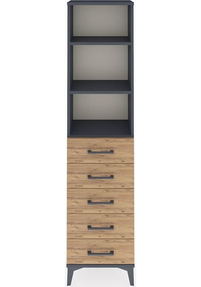 Arges Dolap 3 Raflı 5 Çekmeceli 44x30x182 Antrasit-çam Antrasit