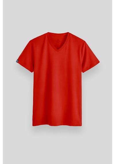 Tommy Life Fiesta Basic Kısa Kol Standart Kalıp V Yaka Erkek T-shirt - 87912 Kirmizi