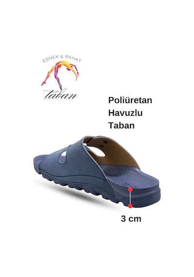 Sermoda Kadın Terlik Esnek Anatomik Tabanlı Ayarlanabilir Çift Tokalı Kadın Terlik Mavi