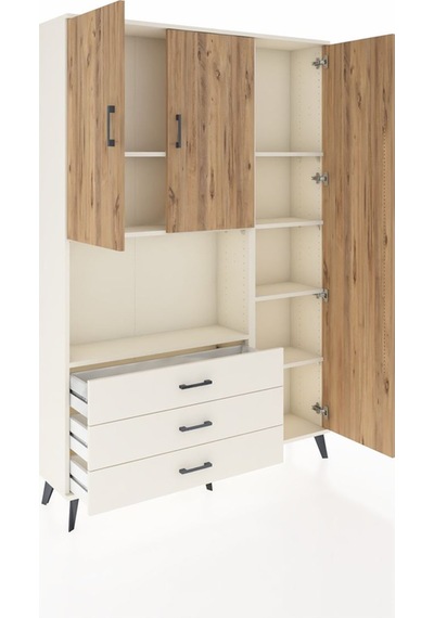 Arges Dolap 7 Raflı 3 Çekmeceli 3 Kapaklı 132x30x195 Aytaşı-ç... Aytaşı
