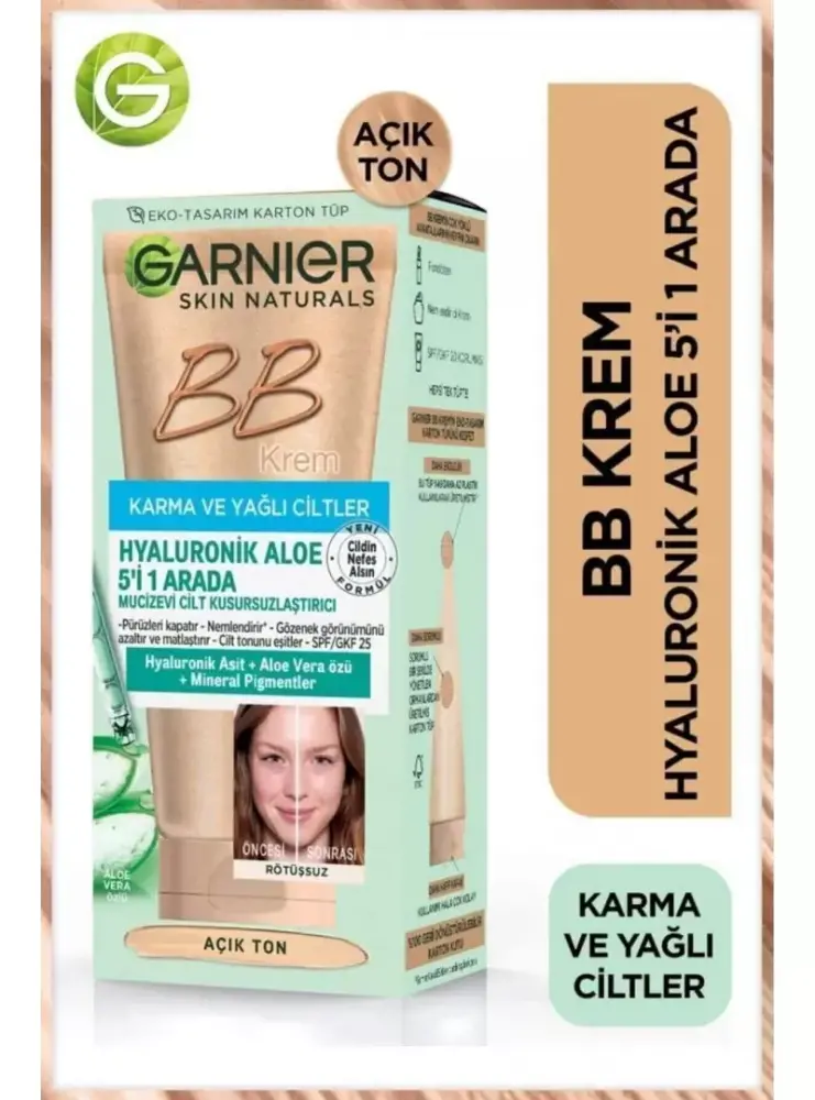 Garnier Karma ve Yağlı Ciltler için Mucizevi Cilt Kusursuzlaştırıcı BB Krem Açık Ton SPF25 50 ML