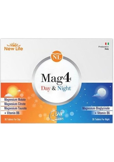 New Life-mag 4 Day & Night Magnezyum Ve B6 Vitamini İçeren Takviye Edici Gıda 30+30 Tablet