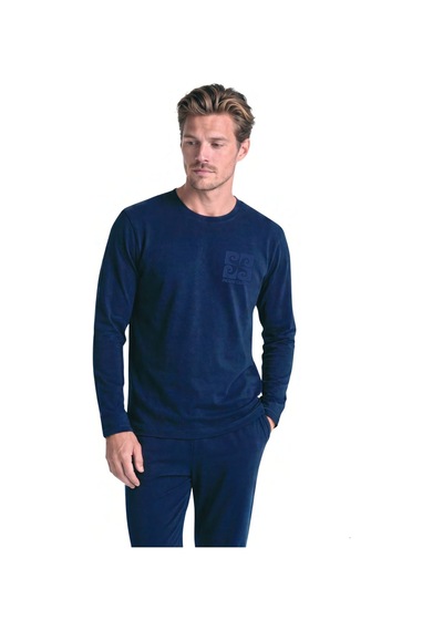 Pierre Cardin 6156 Erkek Uzun Kollu Bisiklet Yaka Pijama Takımı -lacivert