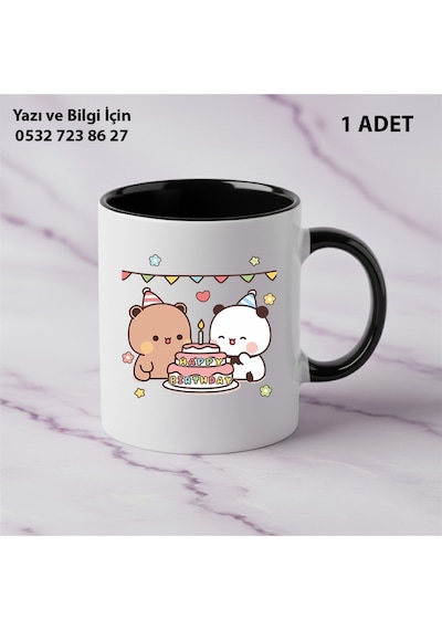 Dudu Bubu Hediyelik Kupa Bardak Kişiye Özel İsim Yazılır Kaliteli Baskı Siyah