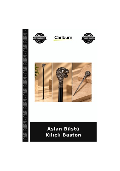 Özel Seri Aslan Büstü Kılıçlı Baston Kurtarma Öğe Detay