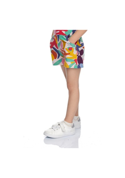Lovetti Kız Çocuk Cutouts Foliage Desen Cepli Şort 8986 Çok Renkli