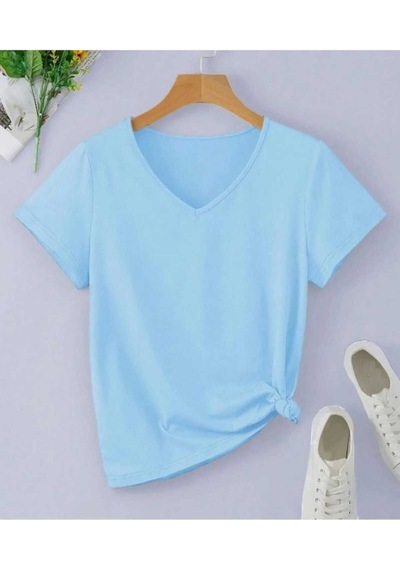 Kozia Outdoors Malkoçbey Baskısız V Yaka Oversize Unisex Basic T-şhirt Bebe Mavi Bebe Mavi
