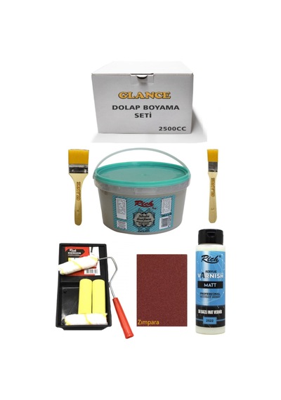 Rich 2500 Cc 3,5kg Multi Surface Granit Dolap Boyama Seti Mobilya Boyama Seti Yarı Mat Tava Rulo Set
