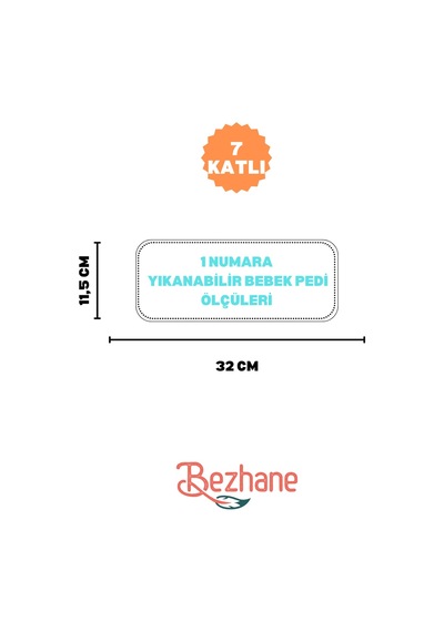 Bezhane 7 Katlı 1 Numara Benekli Yıkanabilir Bebek Bezi Mavi Beyaz