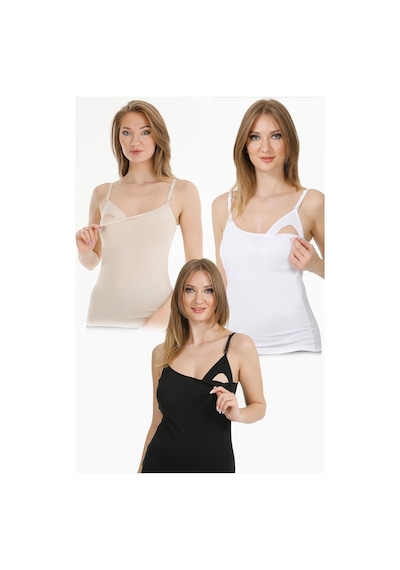 Parlingerie 3lü Emzirme Atleti Siyah-beyaz-ten