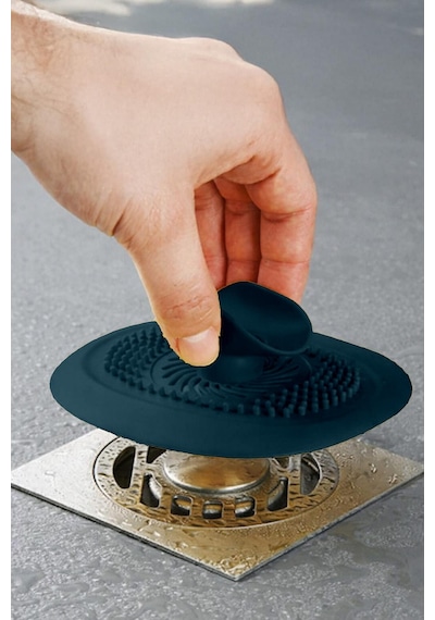 Koyu Mavi Gider Koku Önleyici Kademeli Silikon Lavabo Tıkacı Banyo Mutfak 10x10.5 Cm
