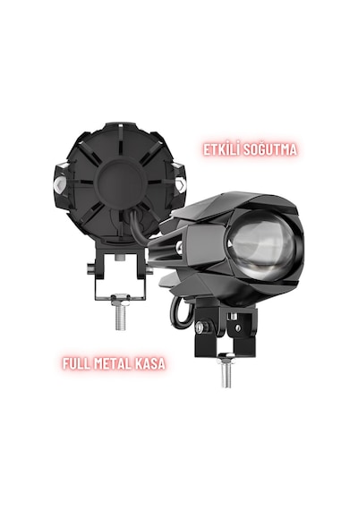 Motosiklet Sis Farı Çift Renk Tüm Montaj Aparatları Ve Kablo Set İle Kolay Montaj