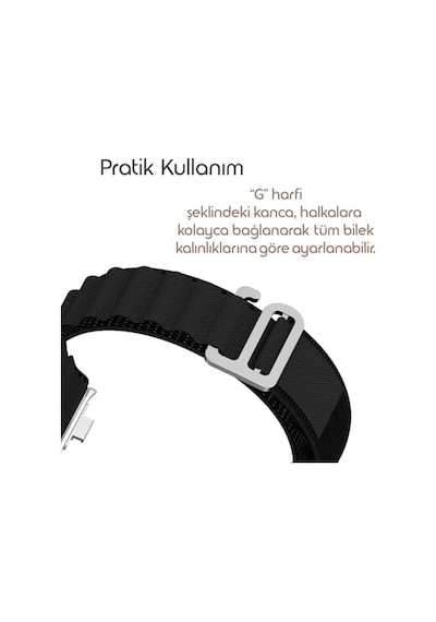 Xiaomi Redmi Watch 6/5/4/mi Band 10 Pro/9 Pro/8 Pro İle Uyumlu Kordon Rahat Ve Konforlu Mi Band 10 Pro Kordon Terletmeyen Kumaşlı Redmi Watch 6 Kordonu Alpine-siyah