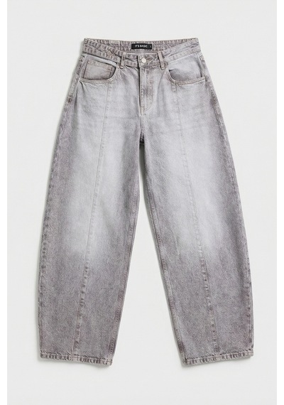 Itsbasic Kadın Gri 4s6-158 Low Rise Baggy Fit Kemer Detaylı Bol Kesim Denim Jean