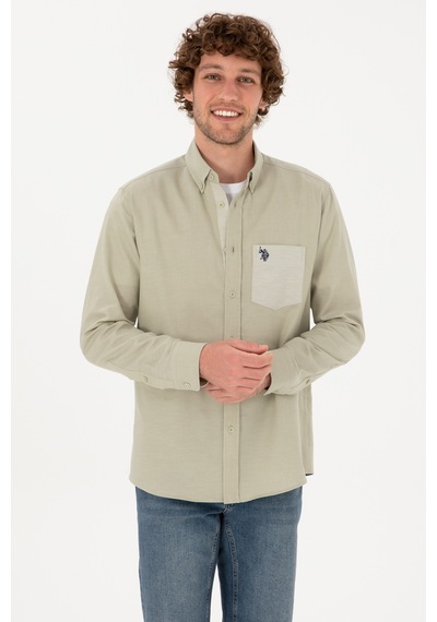 U.S. Polo Assn. Erkek Açık Haki Uzun Kollu Cepli Gömlek 50316653-VR183 U.S. Polo Assn. Erkek Açık Haki Uzun Kollu Cepli Gömlek 50316653-VR183