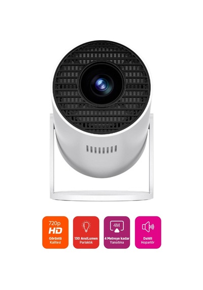 Polosmart Psm138 Taşınabilir Uzaktan Kumandalı Android İşletim Sistemli Projeksiyon Cihazı Beyaz