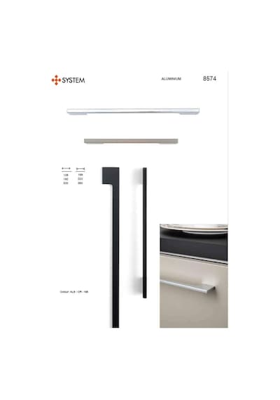 System Mobilya Kulbu Siyah Renk 320mm Kulp Sy8574 0320 Al6 Çok Renkli