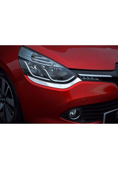 Renault Clio 4 Uyumlu 2012-2018 Krom Ön Far Kaşı 2 Parça Paslanmaz Çelik