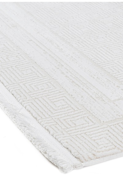 Badelya Home Krem 7107 Modern Desen Doğal Taban Saçaklı Salon Koridor Mutfak Çocuk Oturma Odası Halı Yolluk 7107-krem