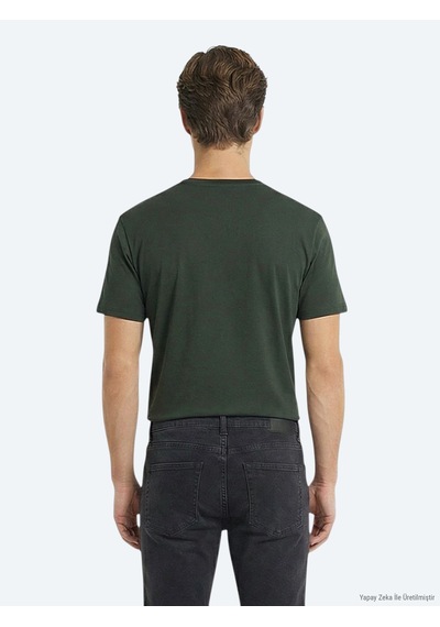 Kip Yağ Yeşili Düz %100 Pamuk T-shirt yağ Yeşili oil Green