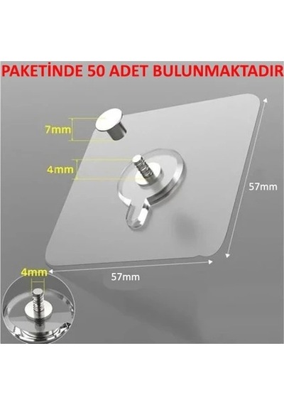 Süper Güçlü Çerçeve Askısı Pin Delgisiz Vidalı Tırnak Kanca Yapışkanlı Raf Tutucu Askı 50 Li Çok Renkli