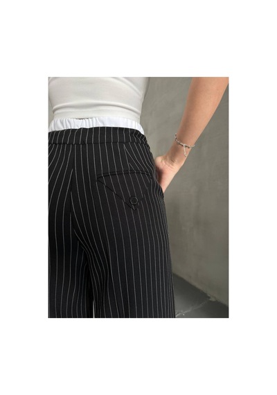 Asur Boutique Asur Butik Kadın Çizgili Poliviskon Kumaş Yüksek Bel Pantolon Siyah Asur Boutique Asur Butik Kadın Çizgili Poliviskon Kumaş Yüksek Bel Pantolon Siyah