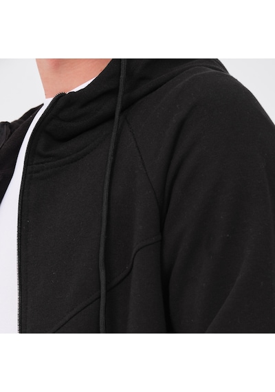 Slazenger KAZUE I Erkek Fermuarlı Kapüşonlu Cepli Siyah Sweatshirt