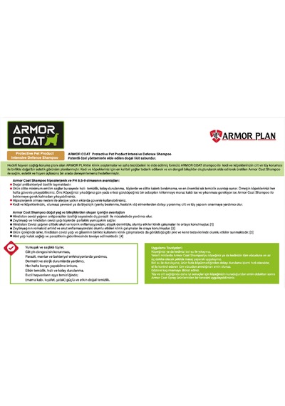 Armor Coat Köpek&kedi Şampuanı Hipoalerjenik,hindistan Cevizi Özlü Onarıcı,koku Giderici,parlatıcı