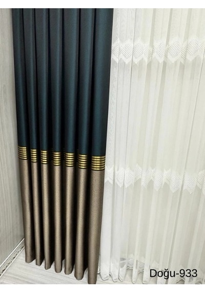 Nivemeshome Doğu Zümrüt Yeşili - Gold Ft671536 V-933 1/3 Sık Pileli Fon Perde Apm