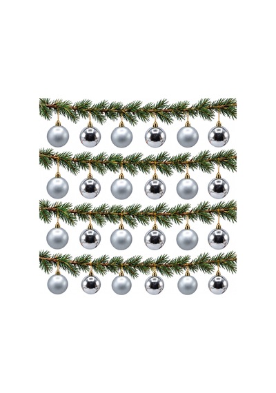 Waldern 3 Cm 24 Adet Cici Top Yılbaşı Çam Ağacı Süs 12 Parlak - 12 Mat Gümüş Diğer