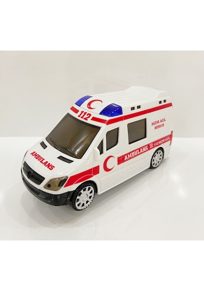 3D Işıklı Sesli Sirenli Pilli Oyuncak Ambulans Araba