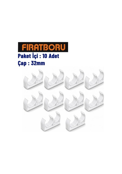 Fırat Çiftli Boru Kelepçesi 32mm, 10 Adet, 7b33000034 Standart