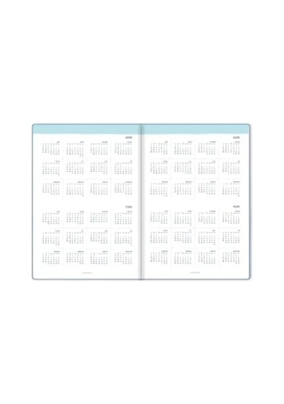 Süresiz Planlayıcı Ajanda Defter - 15x21 Cm, Keten Kaplama, Mavi Renk Açık Gri