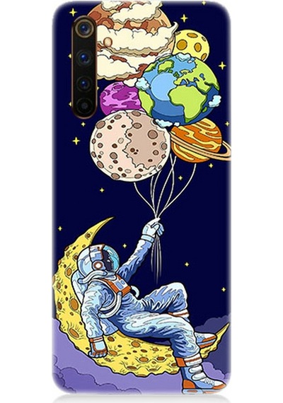 Realme 6 Pro Uyumlu Silikon Kılıf Astronot Ve Gezegenler