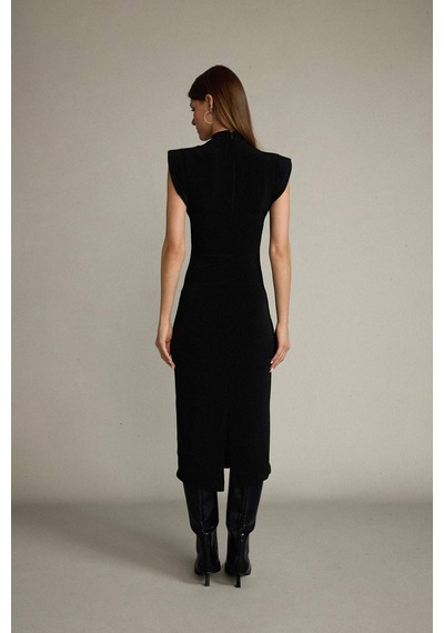Defacto Fitted Dik Yaka Kolsuz Midi Elbise G0395ax25smbk81 Siyah