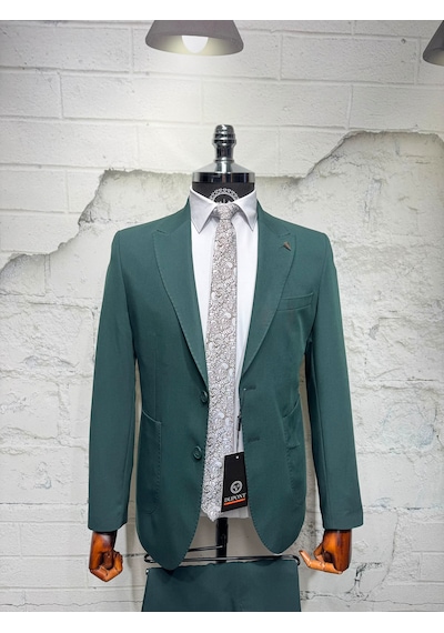 Dupont Classics Dupont Slim Fit Sivri Yaka 6 Drop Çift Yırtmaç Torba Cep Puntolu 2'li Takım Elbise Yeşil Dupont Classics Dupont Slim Fit Sivri Yaka 6 Drop Çift Yırtmaç Torba Cep Puntolu 2'li Takım Elbise Yeşil