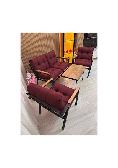 Houseart Menekşe Balkon, Bahçe,teras,cafe - Salon - Metal Kanepe Koltuk Takımı - 2 1 1 Sehpa Bordo Houseart Menekşe Balkon, Bahçe,teras,cafe - Salon - Metal Kanepe Koltuk Takımı - 2 1 1 Sehpa Bordo