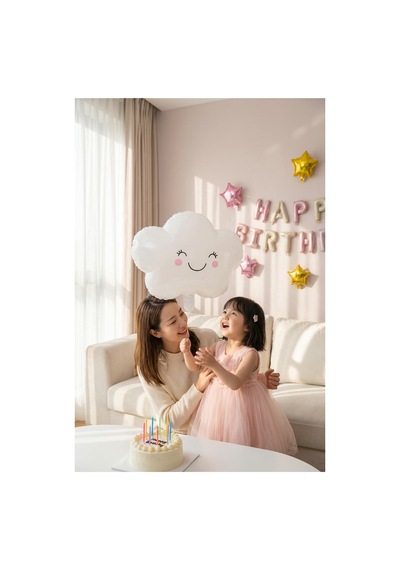 Sevimli Gülen Bulut Yüzlü Folyo Balon Doğum Günü Baby Shower Anaokulu Parti Süsleme Çok Renkli
